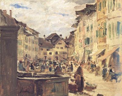 Albert Anker Market in Murten (nn02) oil painting image